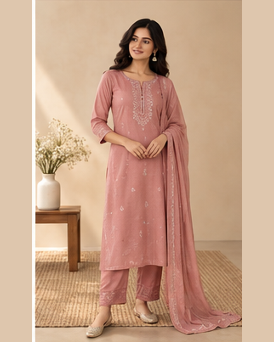 Tara Dusty Rose Straight Kurta front view