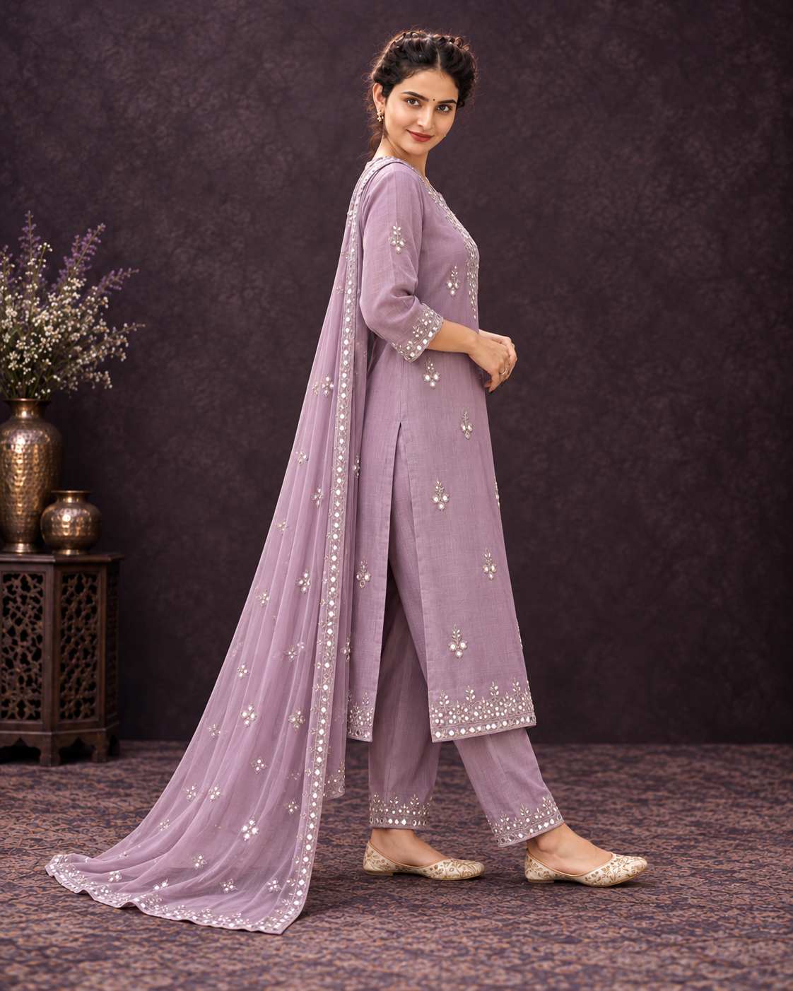 HIDI Anarkali Kurta Grey set photo 1