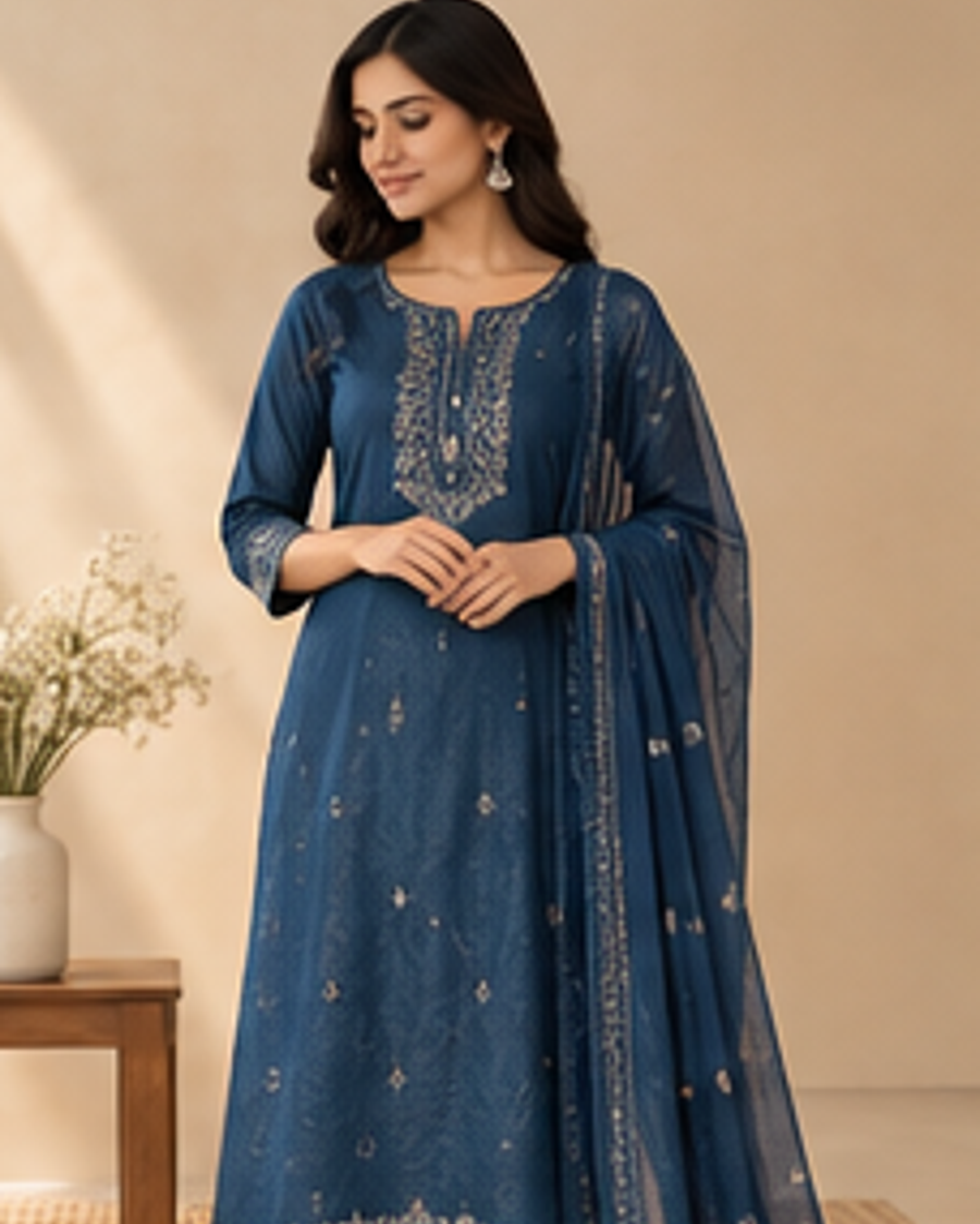 Mahira Indigo Kurta Set alternate view